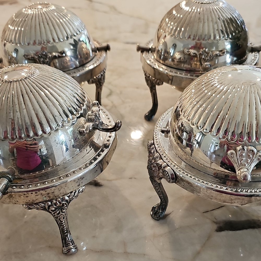 Elegant Vintage EP Brass Butter Dishes Set Of 4
